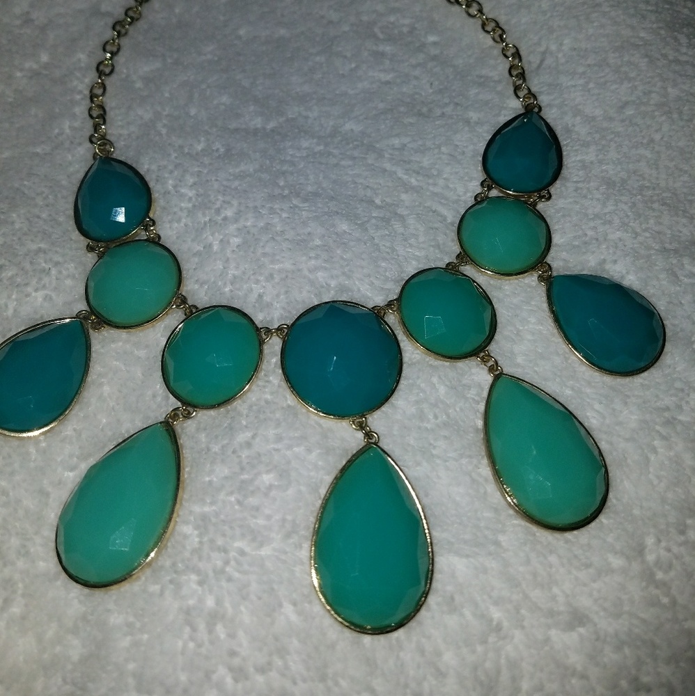 Aquamarine & Turquoise chandelier necklace